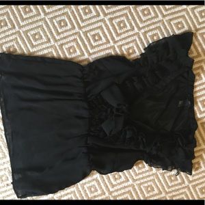 Black front tie Ruffle blouse